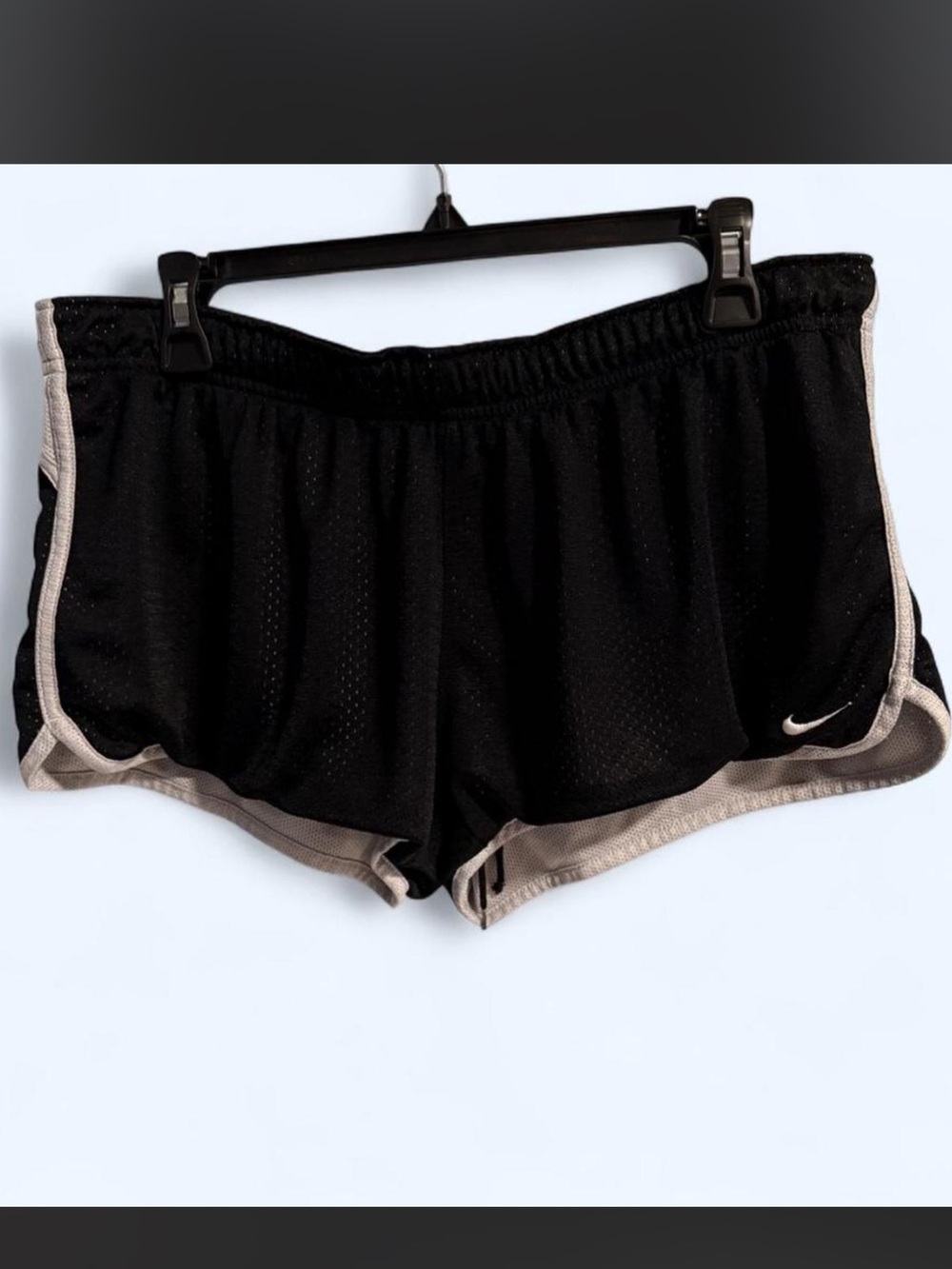 Nike Women’s Black Mesh Running Shorts with Beige Trim